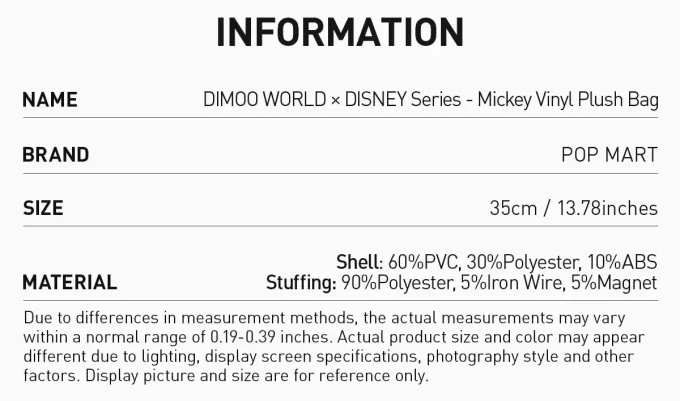 DIMOO WORLD × DISNEY Series-Mickey Vinyl Plush Bag