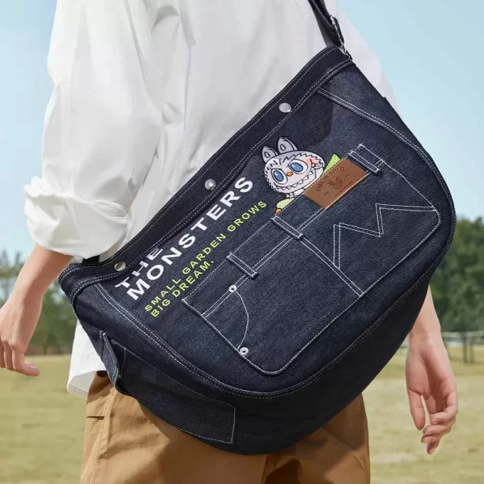 THE MONSTERS FALL IN WILD SERIES-Denim Messenger Bag